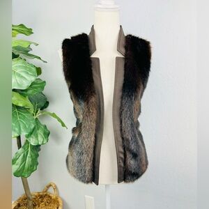 Ellen Tracy Brown Faux Fur Sleeveless Vest